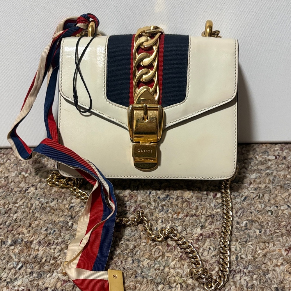 Gucci Calfskin Mini Sylvie Chain Shoulder Bag